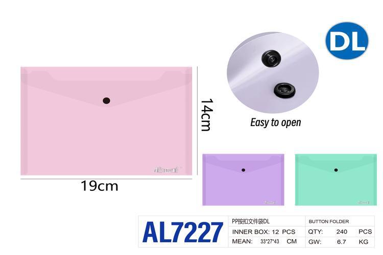 Bolsa para documentos, colores verde, rosado y morado, modelo AL7227