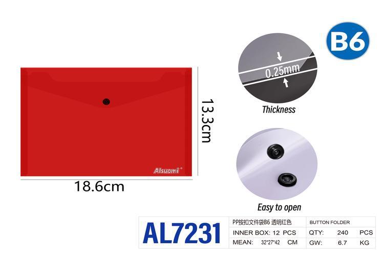Bolsa para documentos, modelo B6, colores transparente y rojo