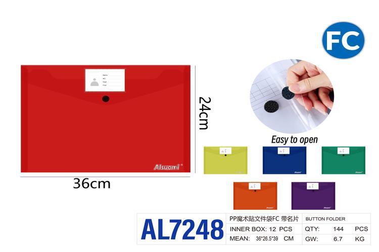 Bolsa para documentos, colores transparente, amarillo, rojo, azul, morado y naranja, modelo AL7248