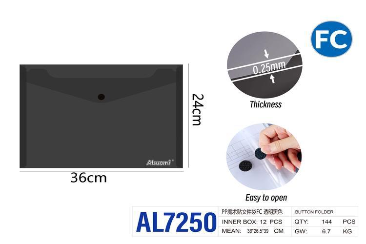 Bolsa para documentos, colores transparente y negro, modelo AL7250