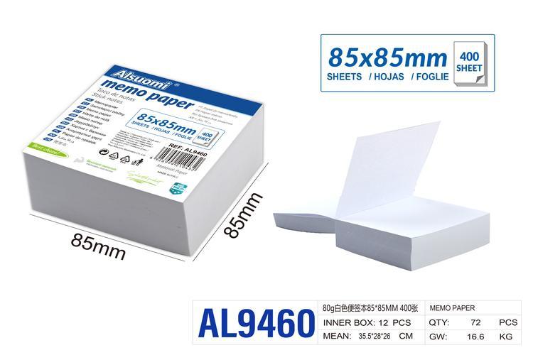 Notas adhesivas, 85 × 85 mm, 80 g, color blanco, modelo AL9460
