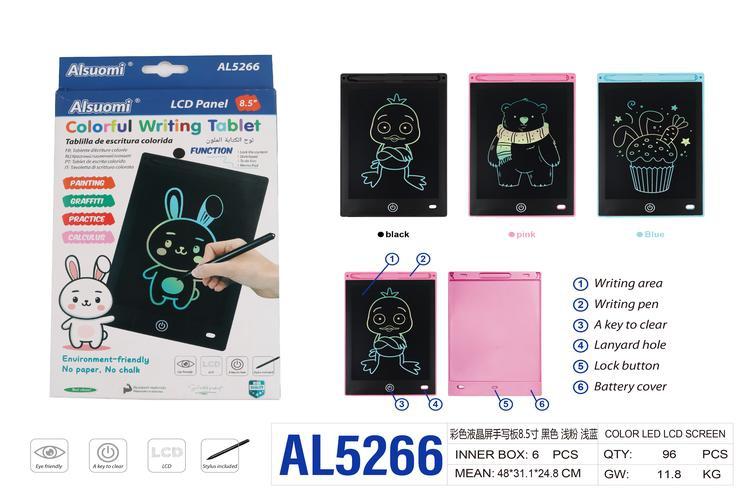 Tableta de escritura/Tableta LCD, 8,5 pulgadas, colores multicolor, azul, negro y rosado