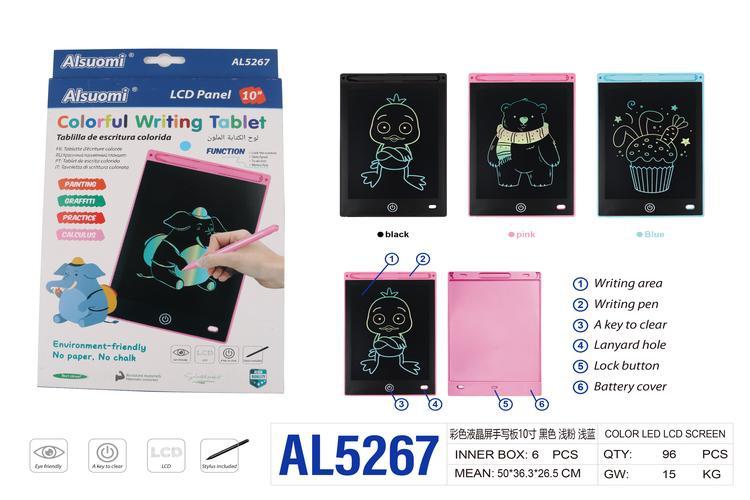 Tableta de escritura/Tableta LCD, 10 pulgadas, colores multicolor, azul, negro y rosado