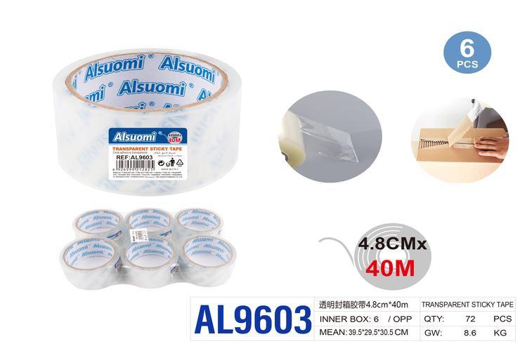 Cinta adhesiva, 4,8 × 40 m, 40 m, color transparente