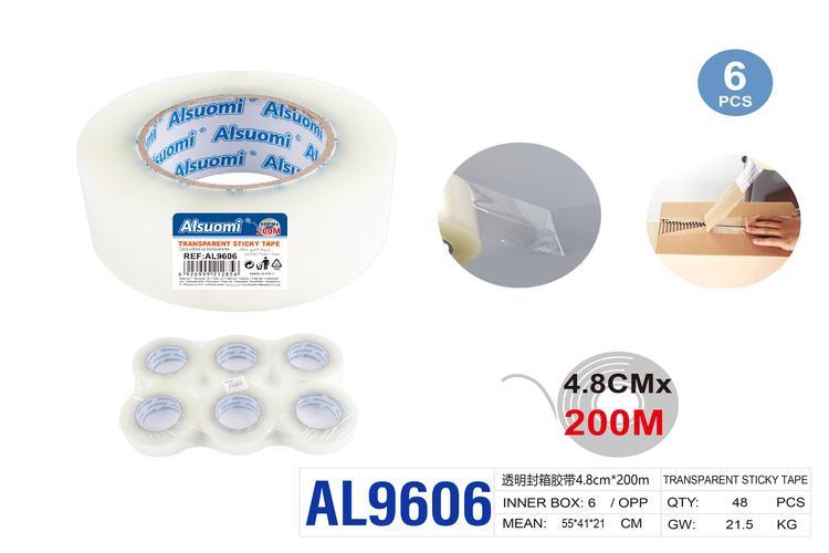 Cinta adhesiva, 4,8 × 200 m, 200 m, color transparente