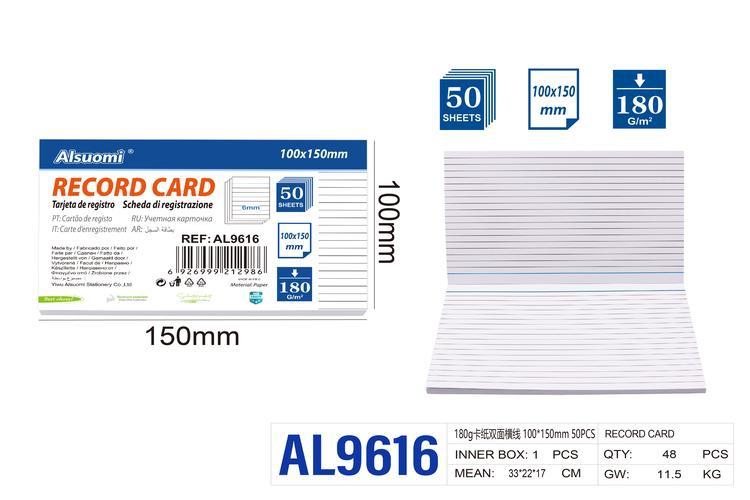 Cartulina / Cartón, 100 × 150 mm, 180 g, 50 piezas