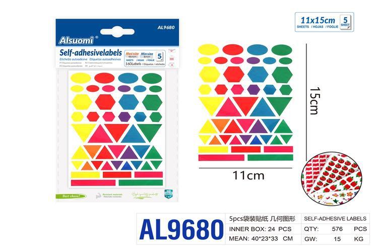 Etiqueta engomada, 5 piezas, modelo AL9680