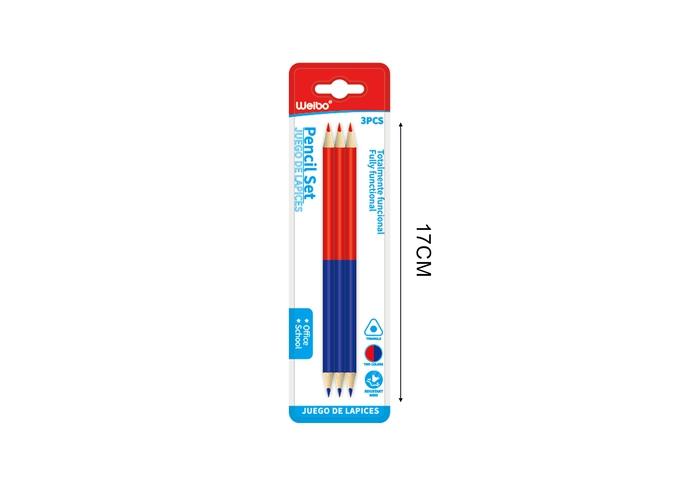 Lápiz, 3 piezas, colores rojo y azul, modelo WB91061-3