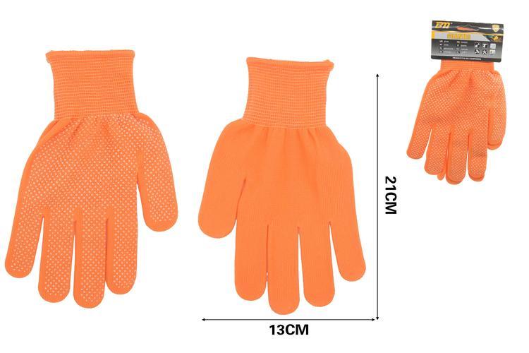 Guantes de trabajo, 21 × 13 cm, color naranja