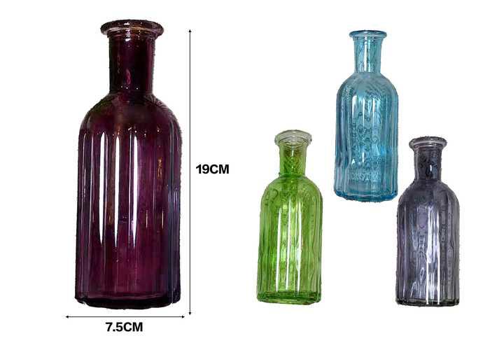 Jarrón de vidrio, 7,5 × 19 cm, color multicolor