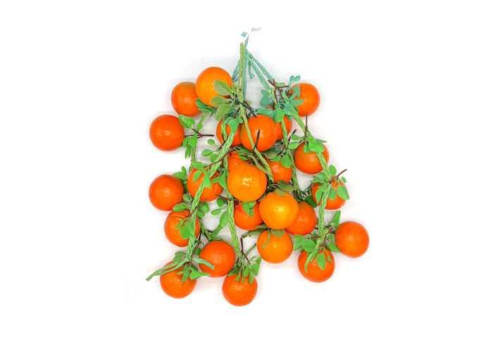 Flores y árboles decorativos, 4 piezas, color naranja