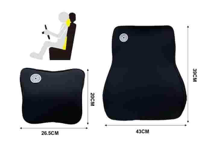 Almohada para el cuello y soporte lumbar para el coche., 2 piezas, color negro, modelo 500753