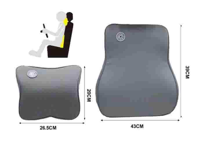 Almohada para el cuello y soporte lumbar para el coche., 2 piezas, color gris, modelo 500754