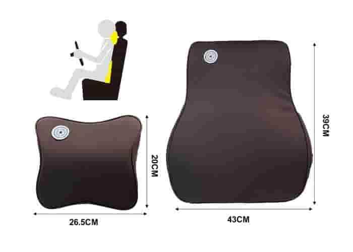 Almohada para el cuello y soporte lumbar para el coche., 2 piezas, color marrón, modelo 500755