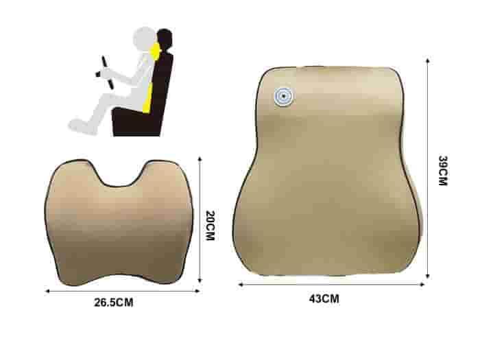 Almohada para el cuello y soporte lumbar para el coche., 2 piezas, color beige