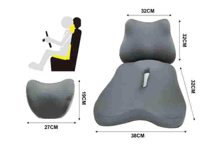 Almohada para el cuello y soporte lumbar para el coche., color gris, modelo 500757