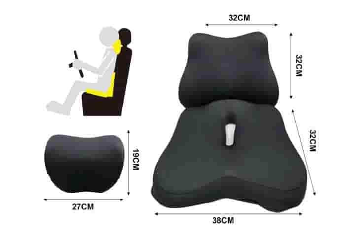 Almohada para el cuello y soporte lumbar para el coche., color negro, modelo 500758