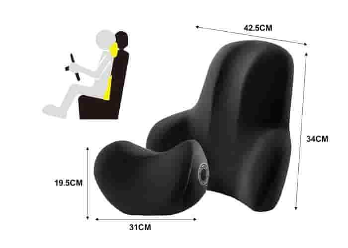 Almohada para el cuello y soporte lumbar para el coche., 2 piezas, color negro, modelo 500759