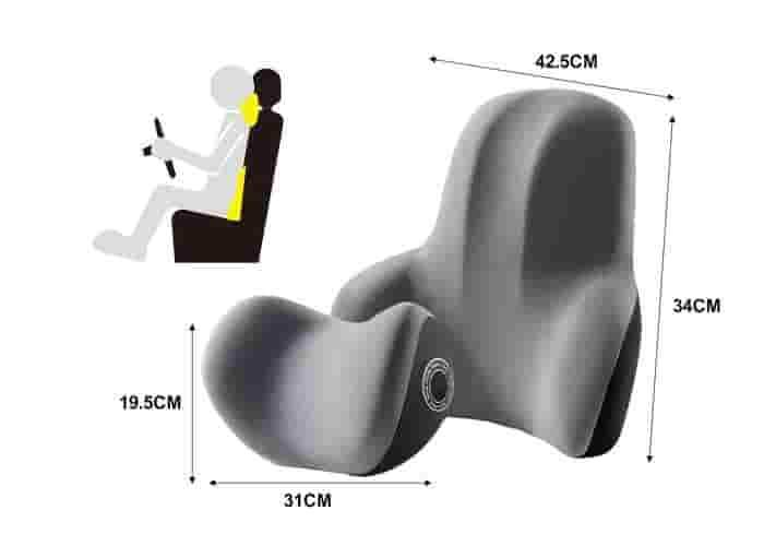 Almohada para el cuello y soporte lumbar para el coche., 2 piezas, color gris, modelo 500760