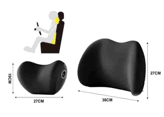 Almohada para el cuello y soporte lumbar para el coche., 2 piezas, color negro, modelo 500761