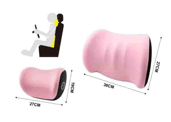 Almohada para el cuello y soporte lumbar para el coche., 2 piezas, color rosado, modelo 500768
