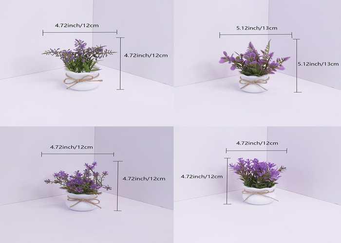Flores y árboles decorativos, 12 × 12 cm, color morado, modelo 120306