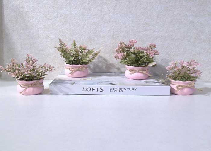 Flores y árboles decorativos, 12 × 12 cm, color rosado, modelo 120309