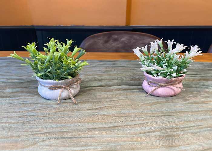 Flores y árboles decorativos, 13 × 13 cm, color blanco