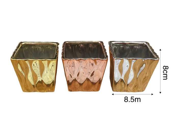 Jarrón de cerámica, modelo DS1007D, 8,5 × 8,5 × 8 cm