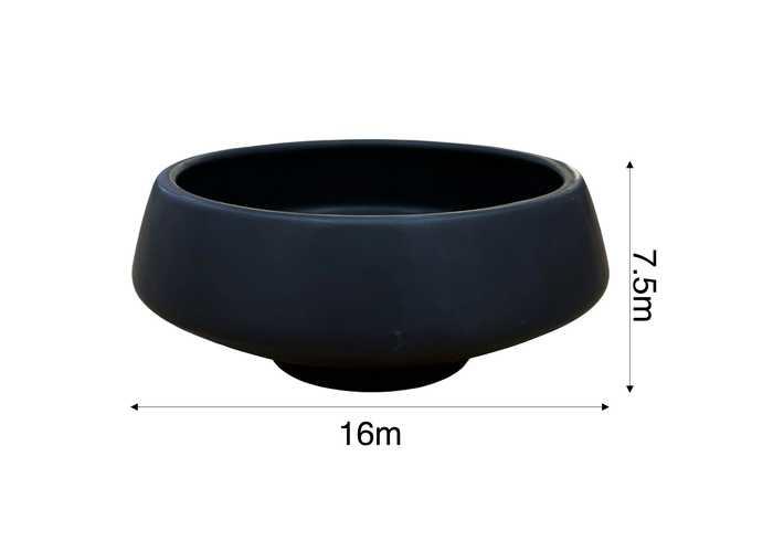 Jarrón de cerámica, modelo ZX23534, 16 × 16 × 7,5 cm, color negro