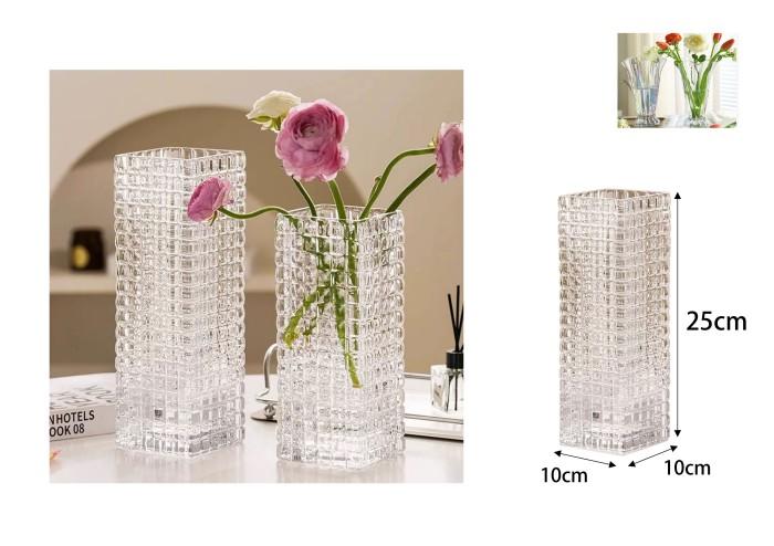 Jarrón de vidrio, modelo FKFG1025-CLEAR, 10 × 25 cm, 10 cm, 25 cm
