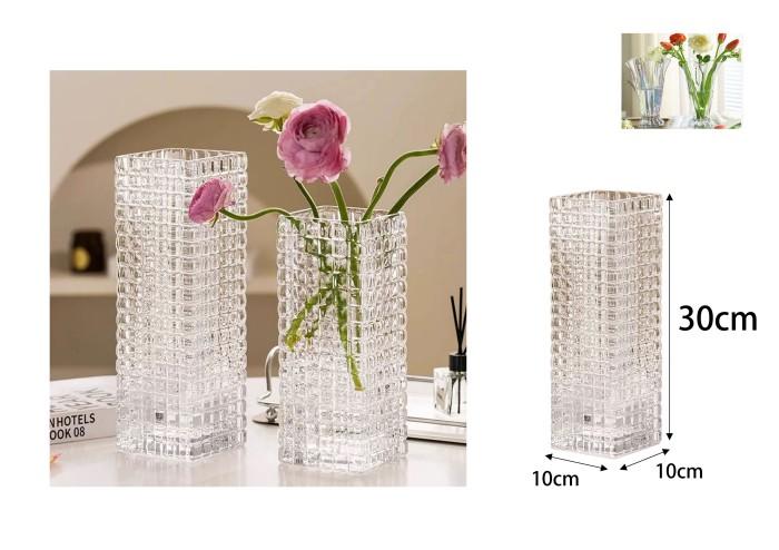Jarrón de vidrio, modelo FKFG1030-CLEAR, 10 × 30 cm, 10 cm, 30 cm