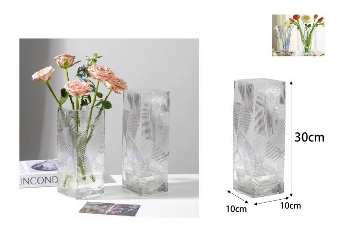 Jarrón de vidrio, modelo ZGF1030-CLEAR, 10 × 30 cm, 10 cm, 30 cm