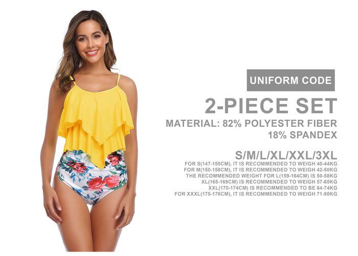 Traje de baño para mujer, colores amarillo y rojo