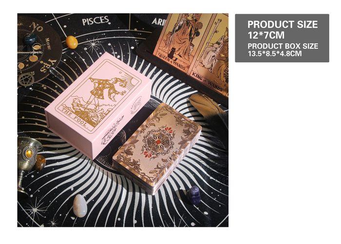 Cartas del tarot, colores oro rosa y rosado