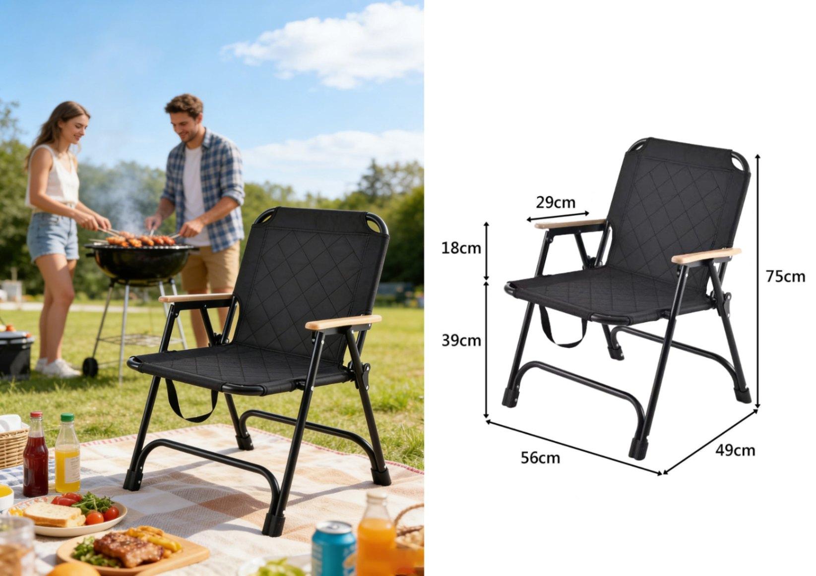Silla plegable, color negro