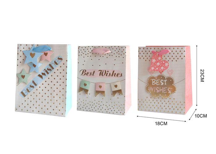 Bolsas de regalo, 18 × 23 × 10 cm, color blanco, modelo 131609