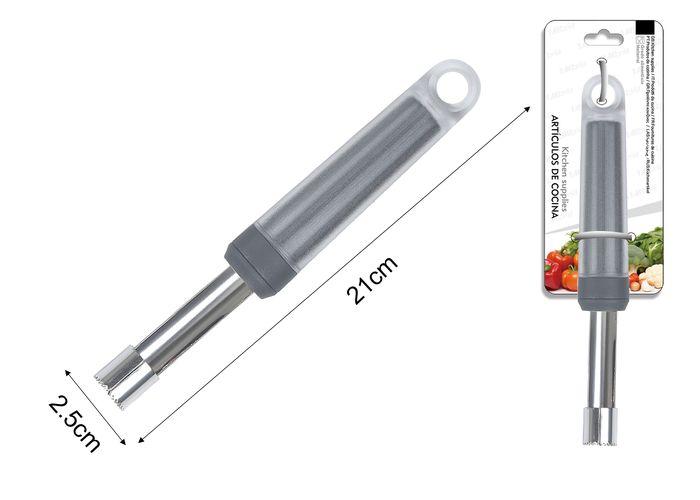 Descorazonador de fruta, 21 × 2,5 cm, color gris