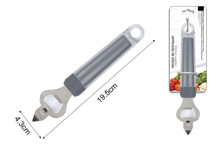 Abridor para botellas de refresco, 19,5 × 4,3 cm, color gris