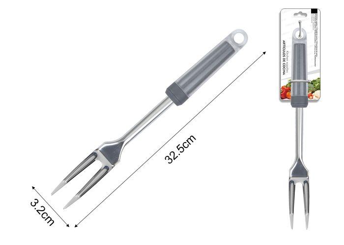 Tenedor para carne, 32,5 × 3,2 cm, color gris