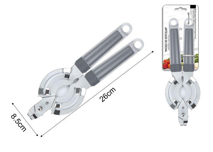 Abridor de tapas, 26 × 8,5 cm, color gris