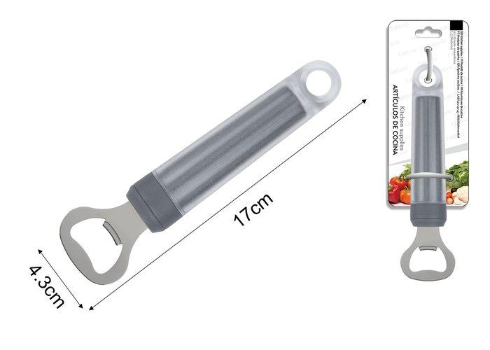 Abridor para botellas de refresco, 17,5 × 4,3 cm, color gris