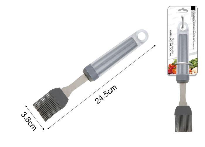 Brocha de silicona, 24,3 × 3,8 cm, color gris