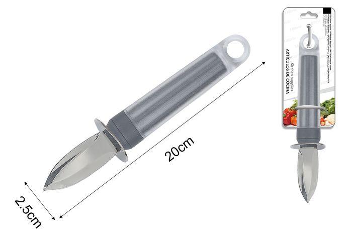 Cuchillo para ostras, 20 × 2,5 cm, color gris