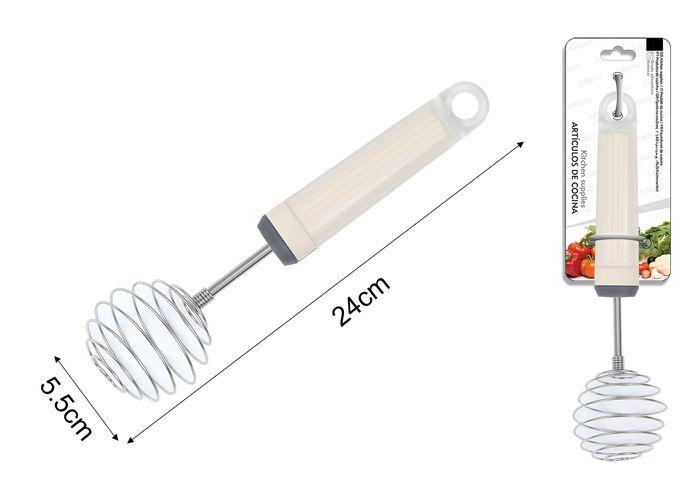 Batidor manual, 24,5 × 5,5 cm, color blanco