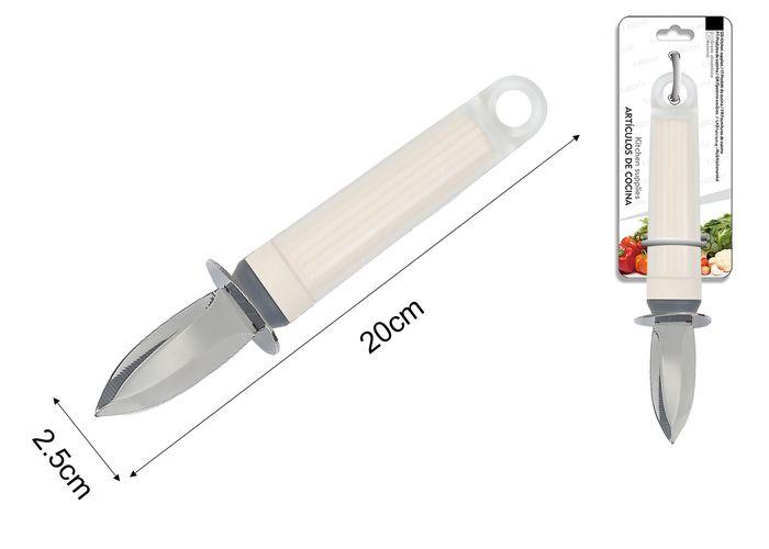 Cuchillo para ostras, 20 × 2,5 cm, color blanco