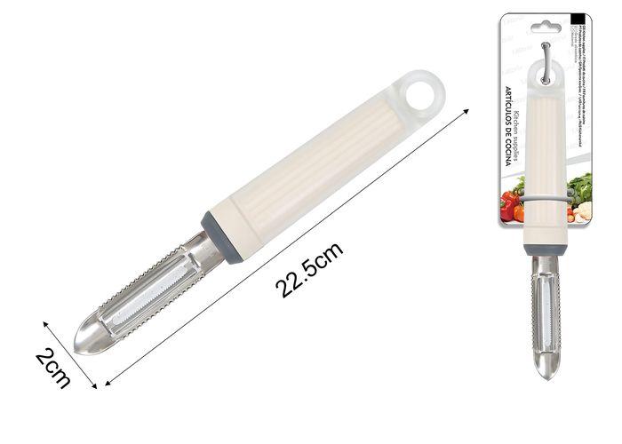 Pelador para frutas y verduras, 22,5 × 2 cm, color blanco
