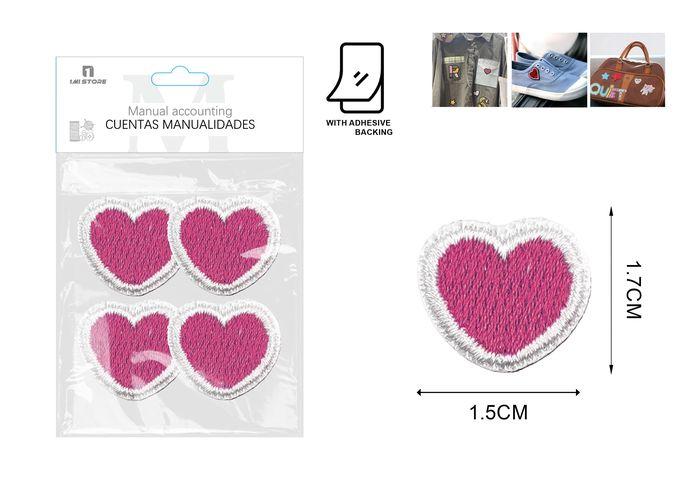 parche, 1,7 × 1,5 cm, 4 piezas, color rosado