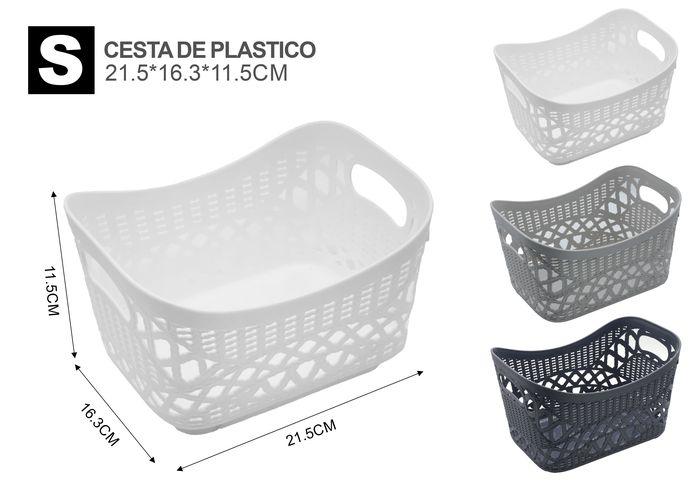 Cesta de almacenamiento de plástico, 21,5 × 16,3 × 11,5 cm