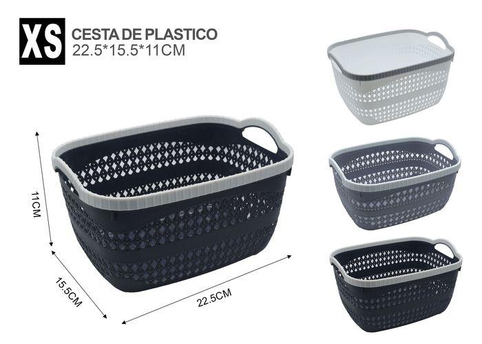 Cesta de almacenamiento de plástico, 22,5 × 15,5 × 11 cm
